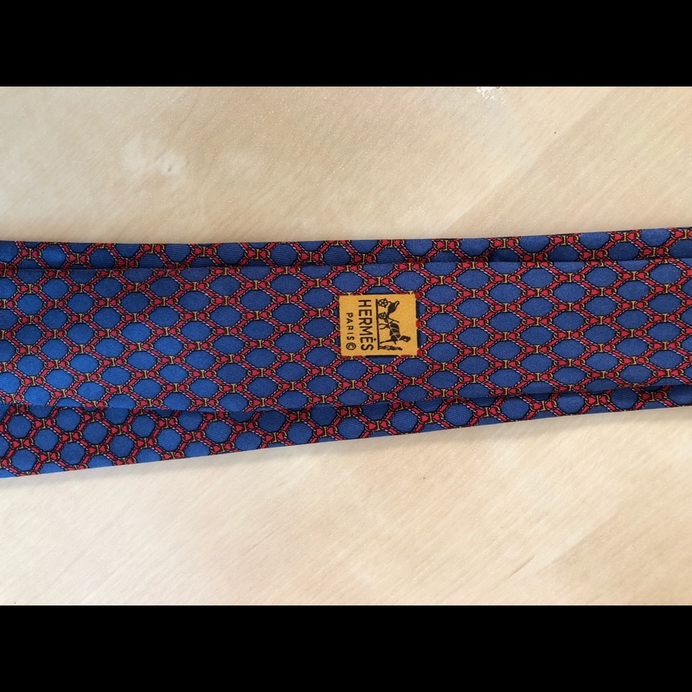 Hermes Blue and Red Tie 939IA. MISSING TAG